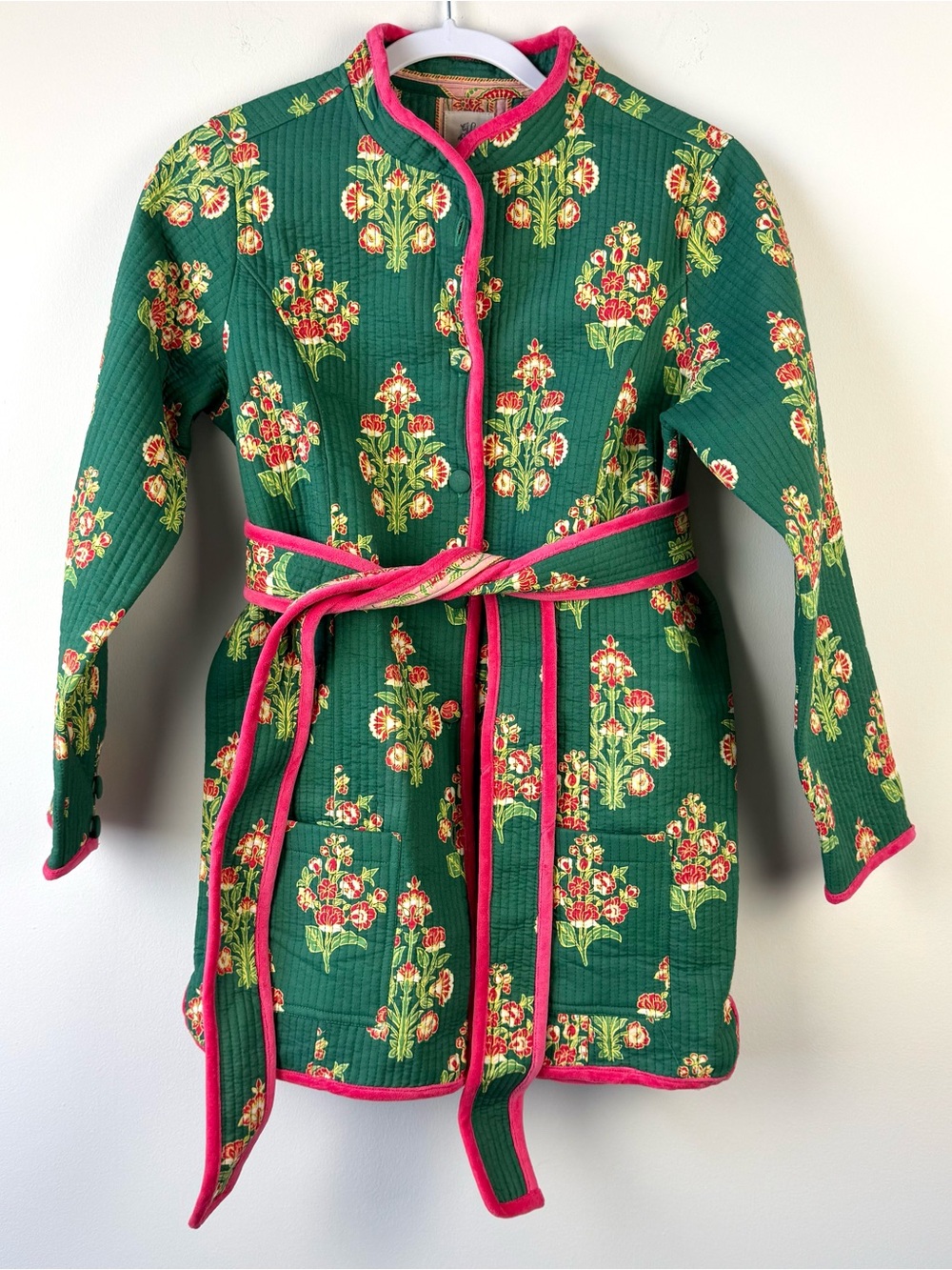 NWT Heart of Grace Designs Printed Quilted Belted Jacket